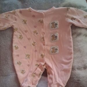 Miniwear Pink Bear Pattern Footie